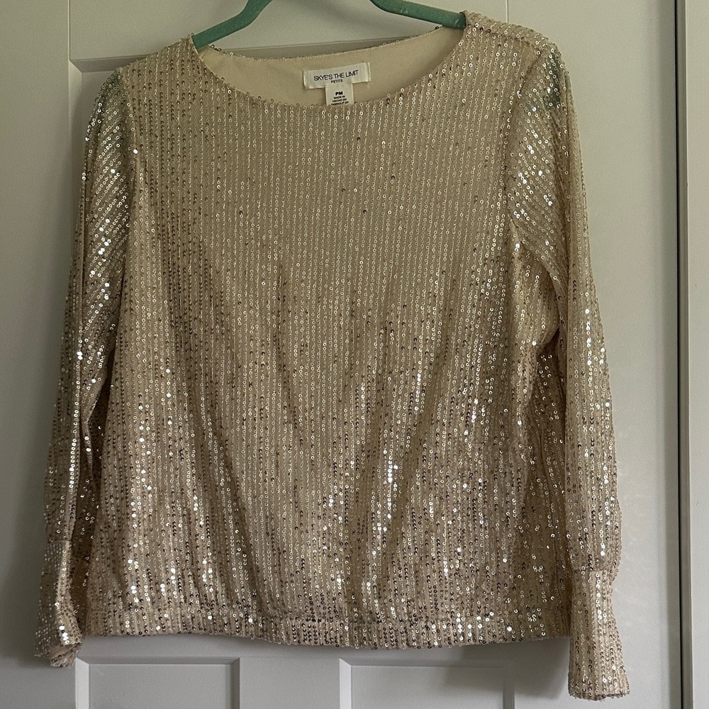 Skye's the Limit Sparkling Gold Sequin Blouse